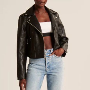 NWOT Abercrombie & Fitch Vegan Leather Moto Jacket Sz Medium
